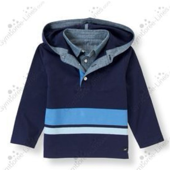 Janie and Jack Other - Janie and Jack Striped Hooded Henley Cotton Long Sleeve Tee Size 3-6M